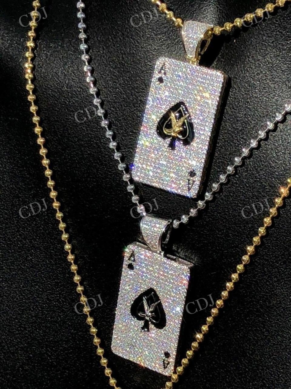 14k Gold Ace of Spades Poker HIP HOP ICY Pendant  customdiamjewel   