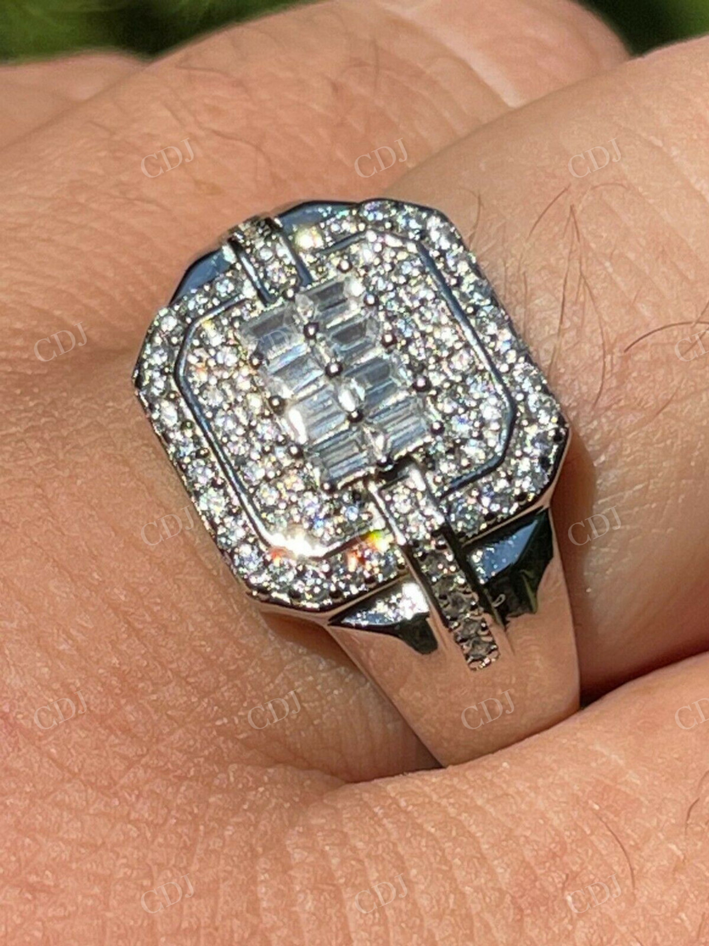 Fully Iced Baguette Diamond Hip Hop Style Ring  customdiamjewel   