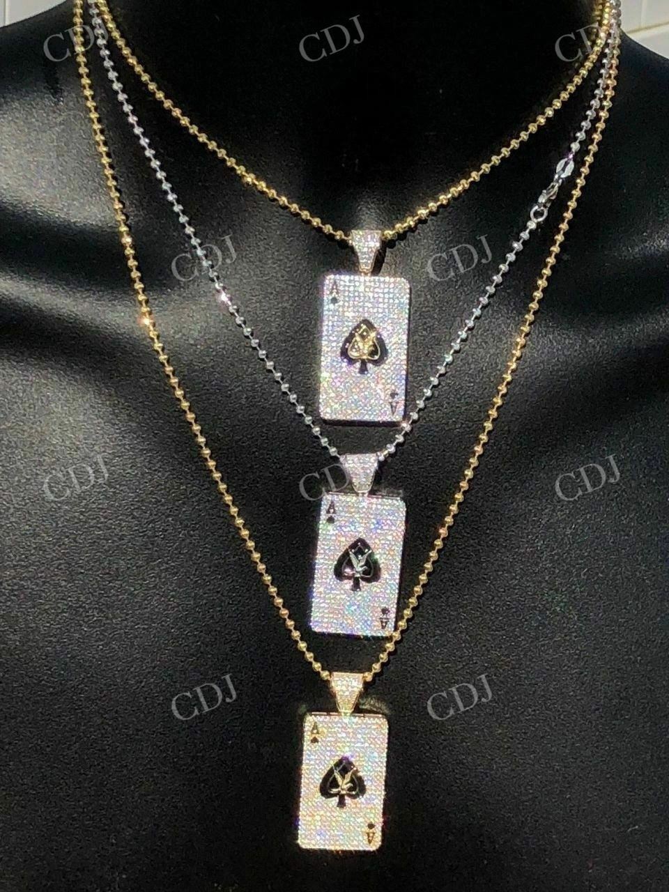 14k Gold Ace of Spades Poker HIP HOP ICY Pendant  customdiamjewel   