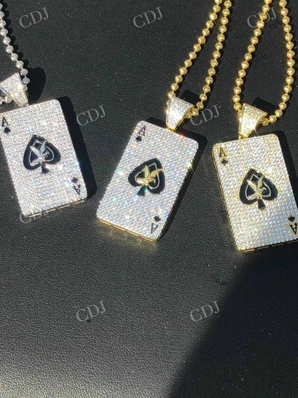 14k Gold Ace of Spades Poker HIP HOP ICY Pendant  customdiamjewel   