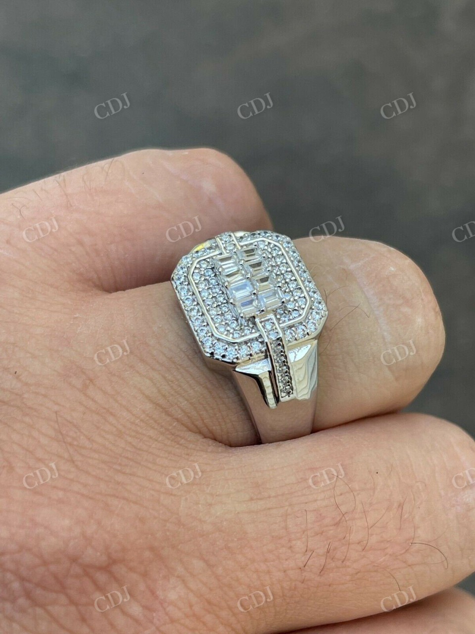 Fully Iced Baguette Diamond Hip Hop Style Ring  customdiamjewel   