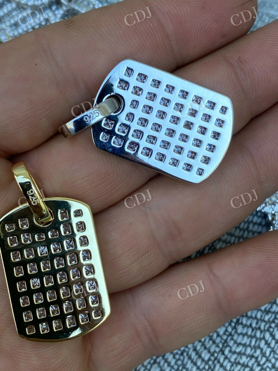 Men's Dog Tag Iced Baguette Diamond Pendant  customdiamjewel   