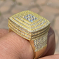 Large Iced 14k Gold Solid Gold Men Diamond Ring  customdiamjewel   