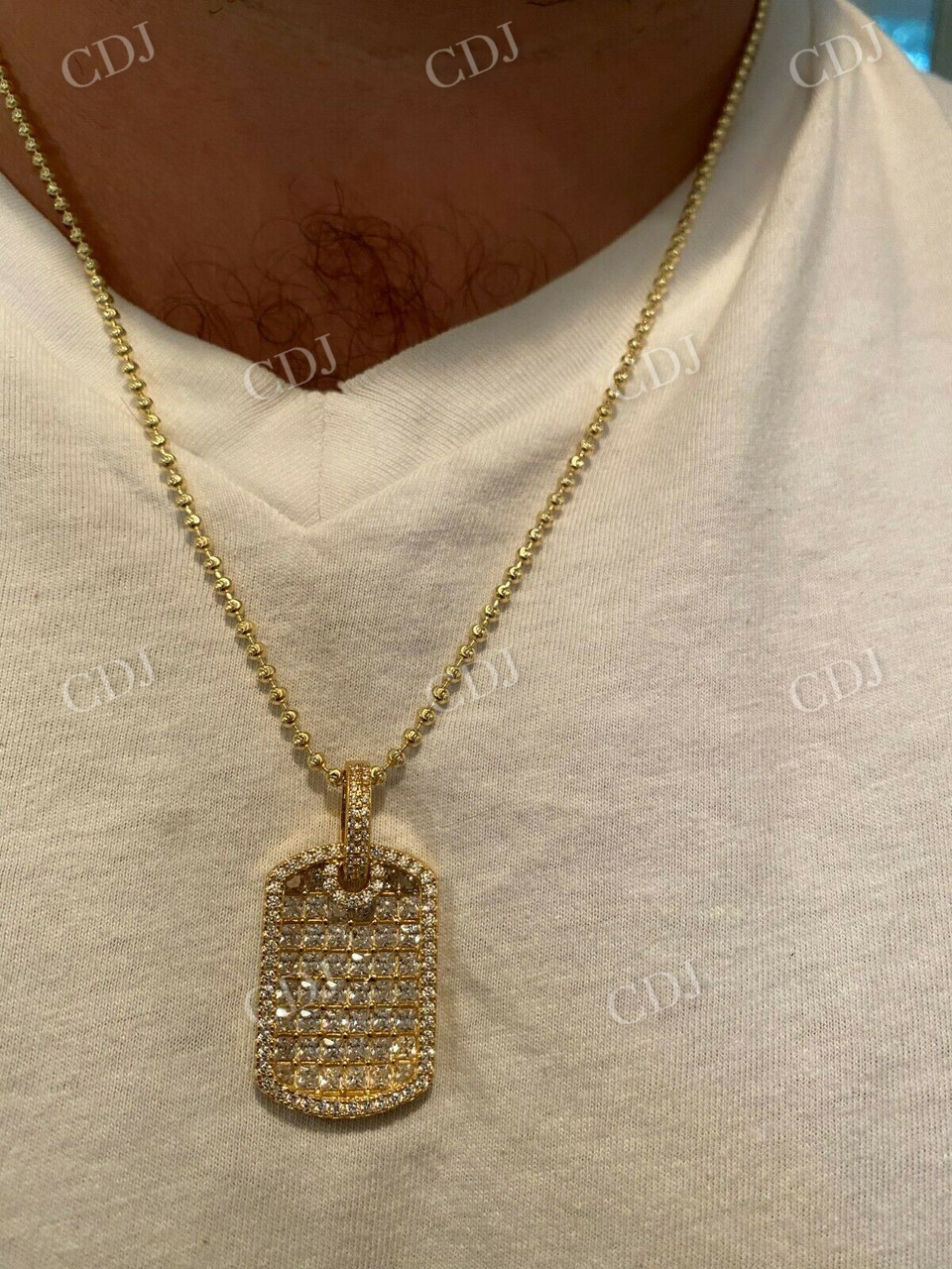 Men's Dog Tag Iced Baguette Diamond Pendant  customdiamjewel   