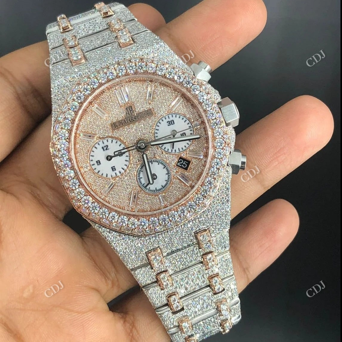 Moissanite Iced Out Hip Hop Watch  customdiamjewel   