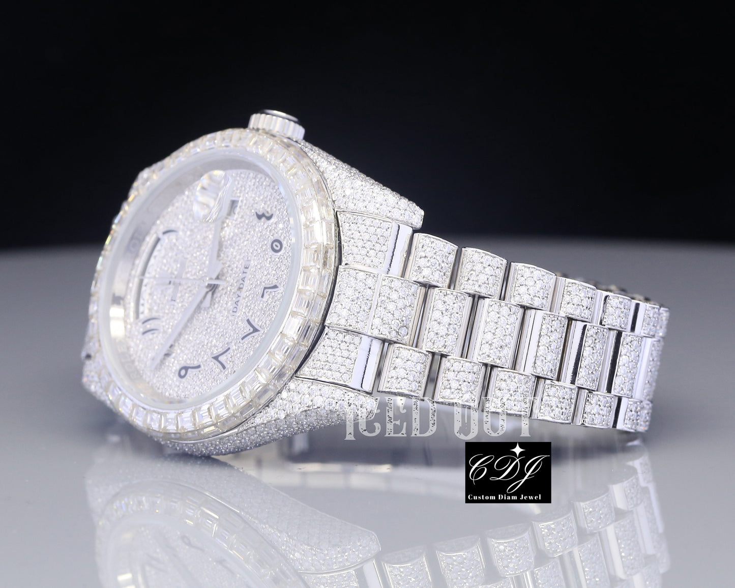 Luxury Top Brand Mechanical Watch 20 to 23 Carats Natural Diamond Watch For Men And Woman Mechanical Movement Gold Plated Watch  customdiamjewel   