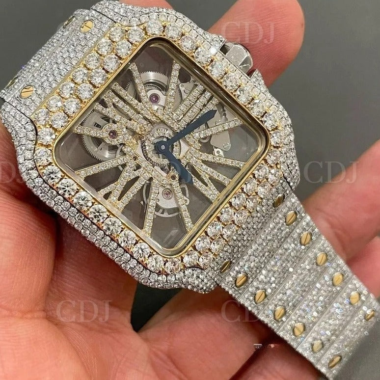 2023 Best Selling Hip Hop Luxury Iced Out Natural Diamond Mechanical Watch For Men Bling Bust down Wrist Wholesale Watches  customdiamjewel   