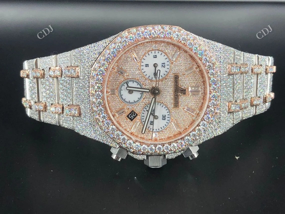 Moissanite Iced Out Hip Hop Watch  customdiamjewel   