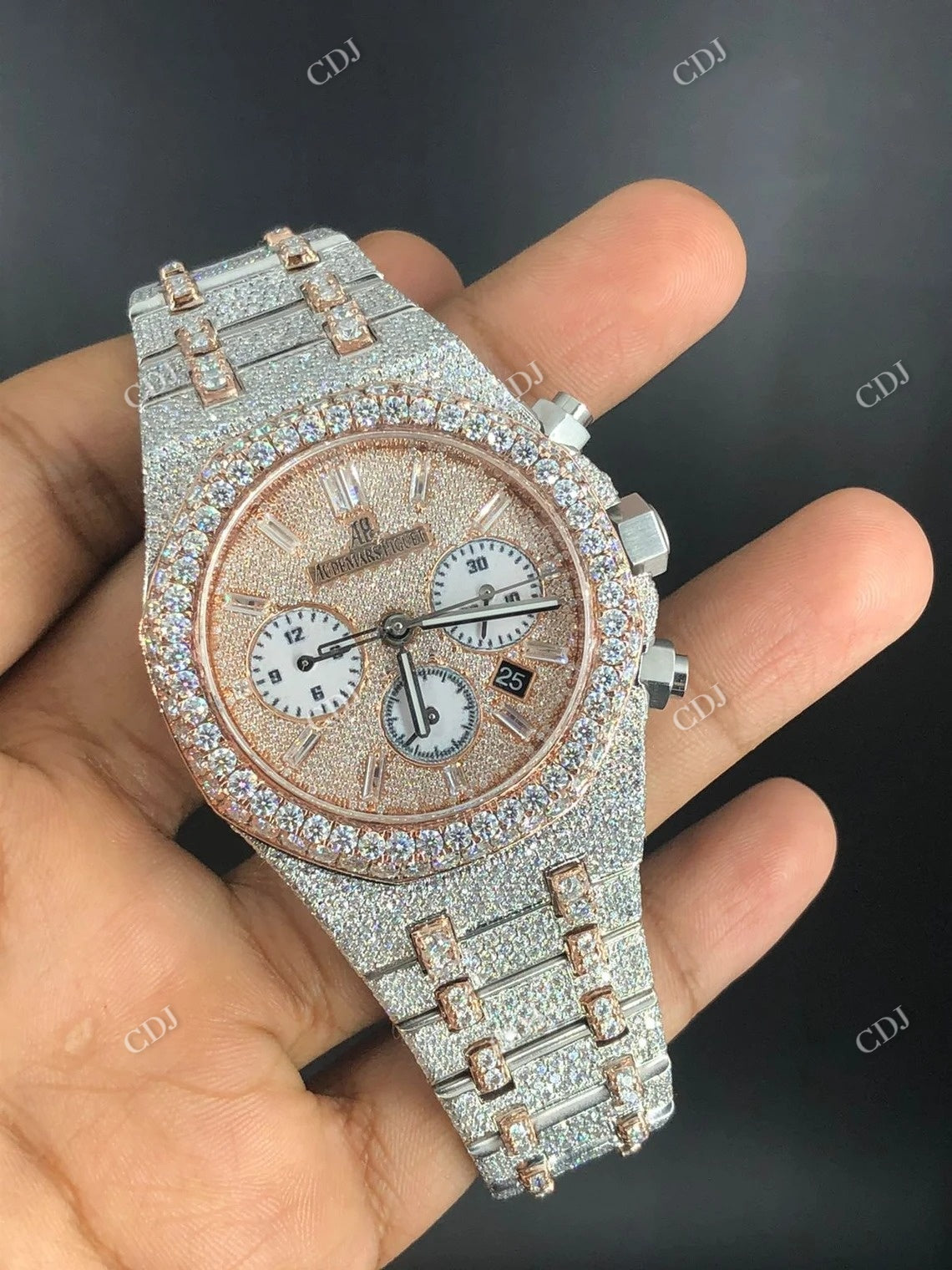 Moissanite Iced Out Hip Hop Watch  customdiamjewel   