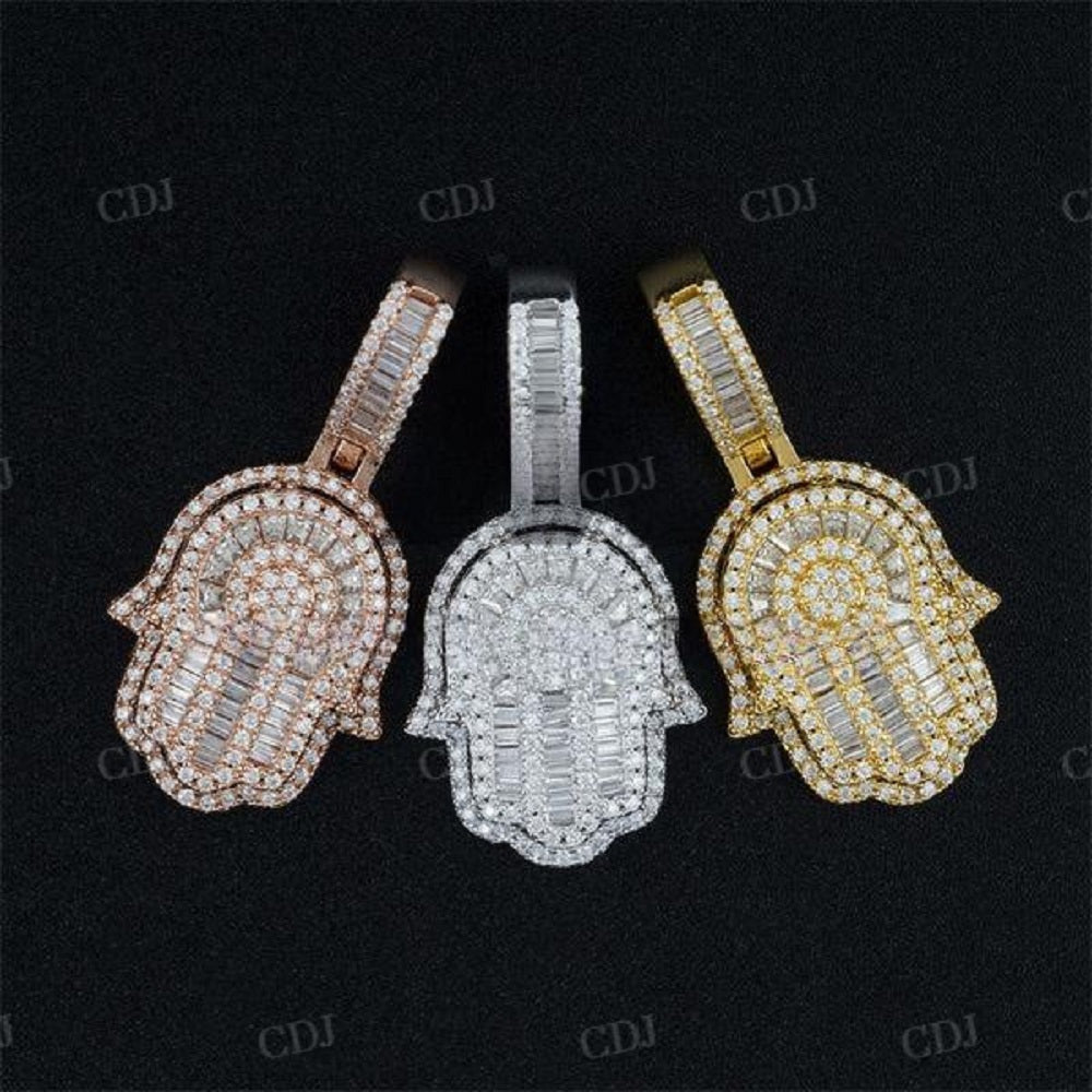 Hip Hop Iced Out Hamsa Diamond Pendant  customdiamjewel   