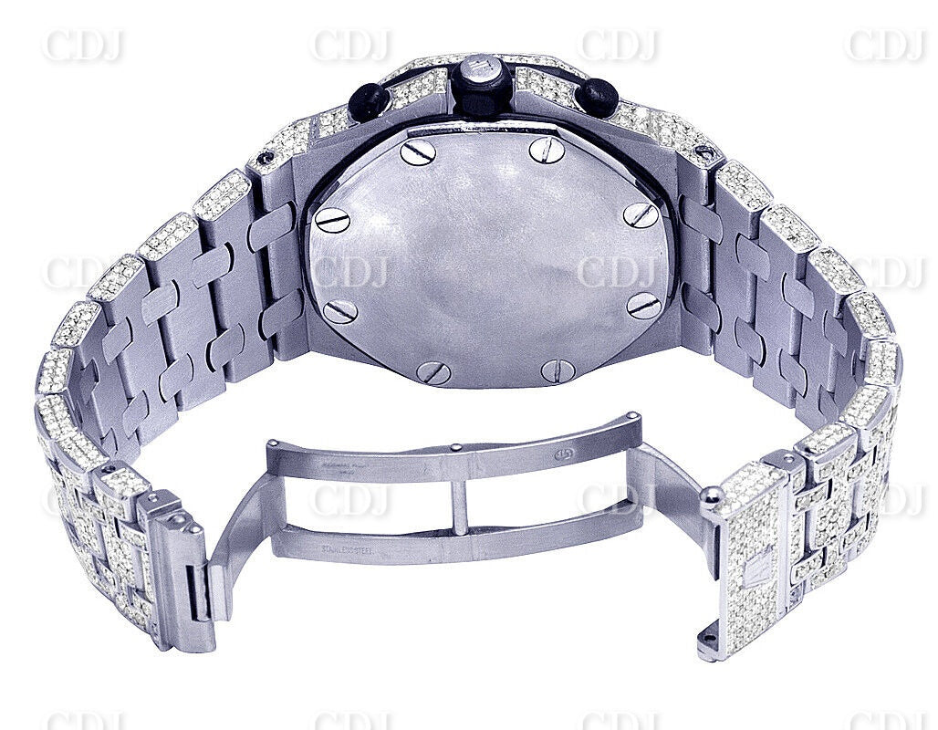 Moissanite Diamond Watch For Men AP Royal Oak 42MM Stainless Steel Hip Hop Watch 33.00 CTW (Approx)  customdiamjewel   