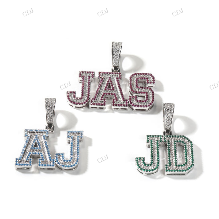 Two Tone Iced Out Moissanite Diamond Letter Pendant hip hop jewelry CustomDiamJewel