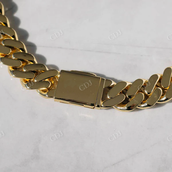 19mm Diamond Yellow Gold Cuban Necklace  customdiamjewel   