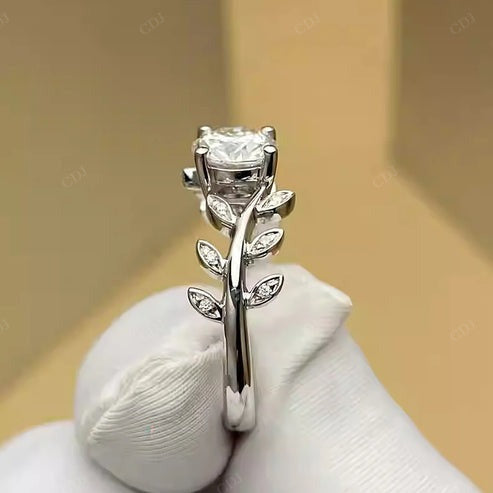 Natural Diamond 14K White Gold Blooming Love Ring Engagement Ring CustomDiamJewel