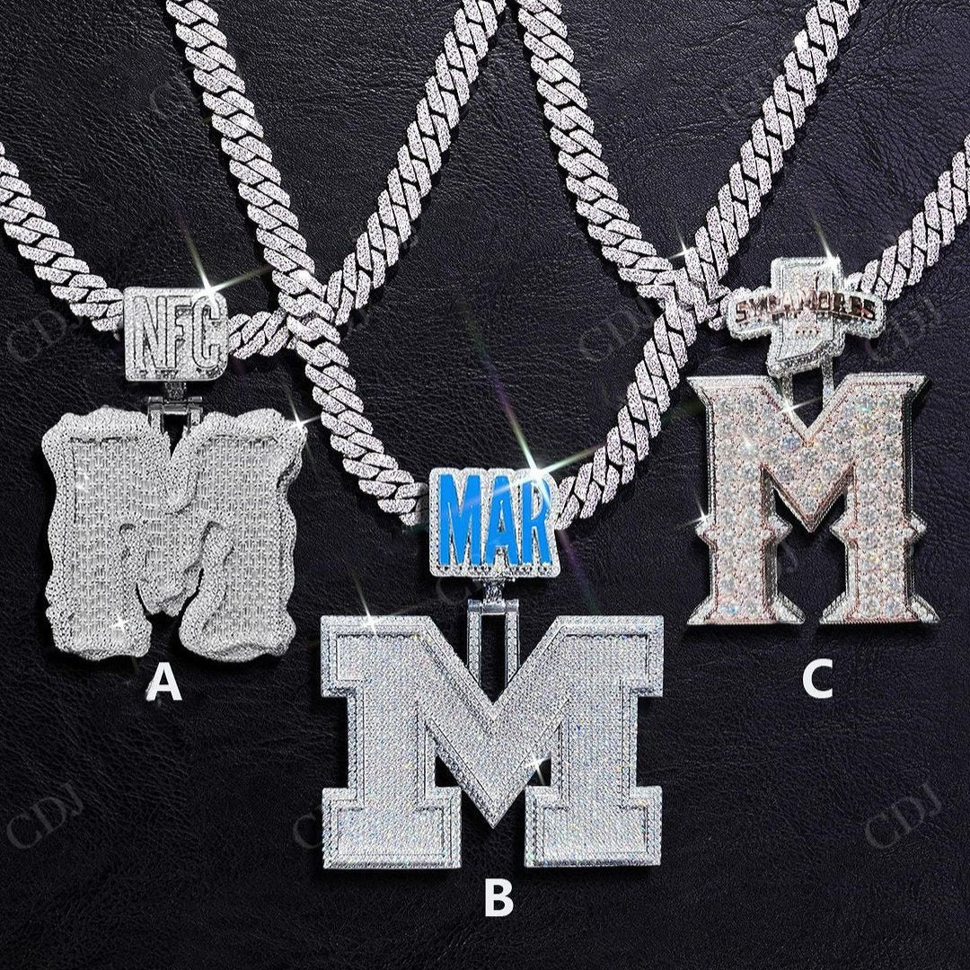 Hip Hop Iced Out M Letter Pendant  customdiamjewel   