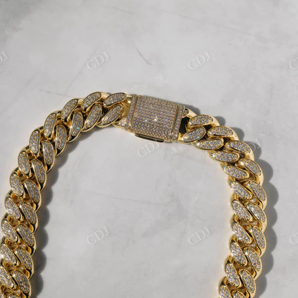 19mm Diamond Yellow Gold Cuban Necklace  customdiamjewel   