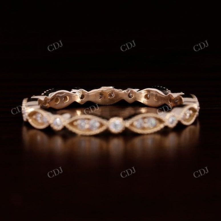 Vintage Milgrain Rose Gold Real Diamond Band  customdiamjewel   