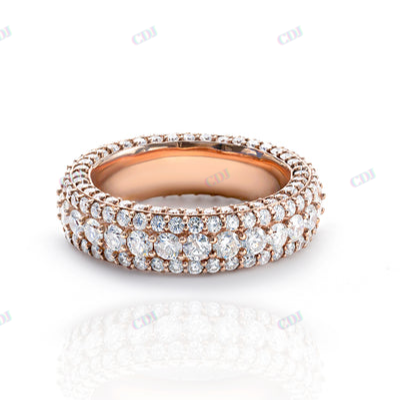 Round Cut Moissanite Diamond Rose Gold Plated Women Band Ring hip hop jewelry CustomDiamJewel