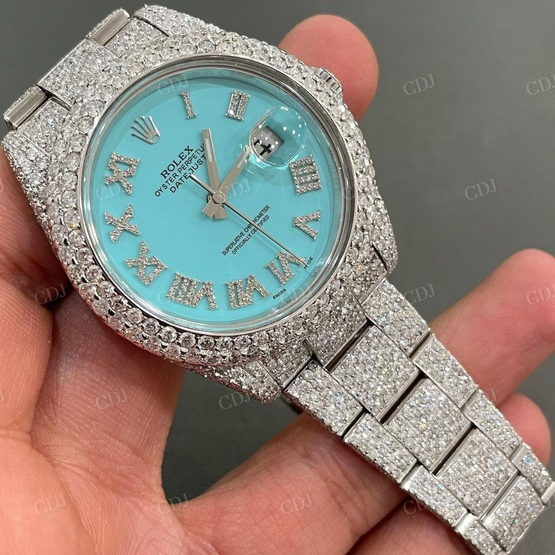 Rolex Round Diamond Blue Dial Luxury Watch  customdiamjewel   