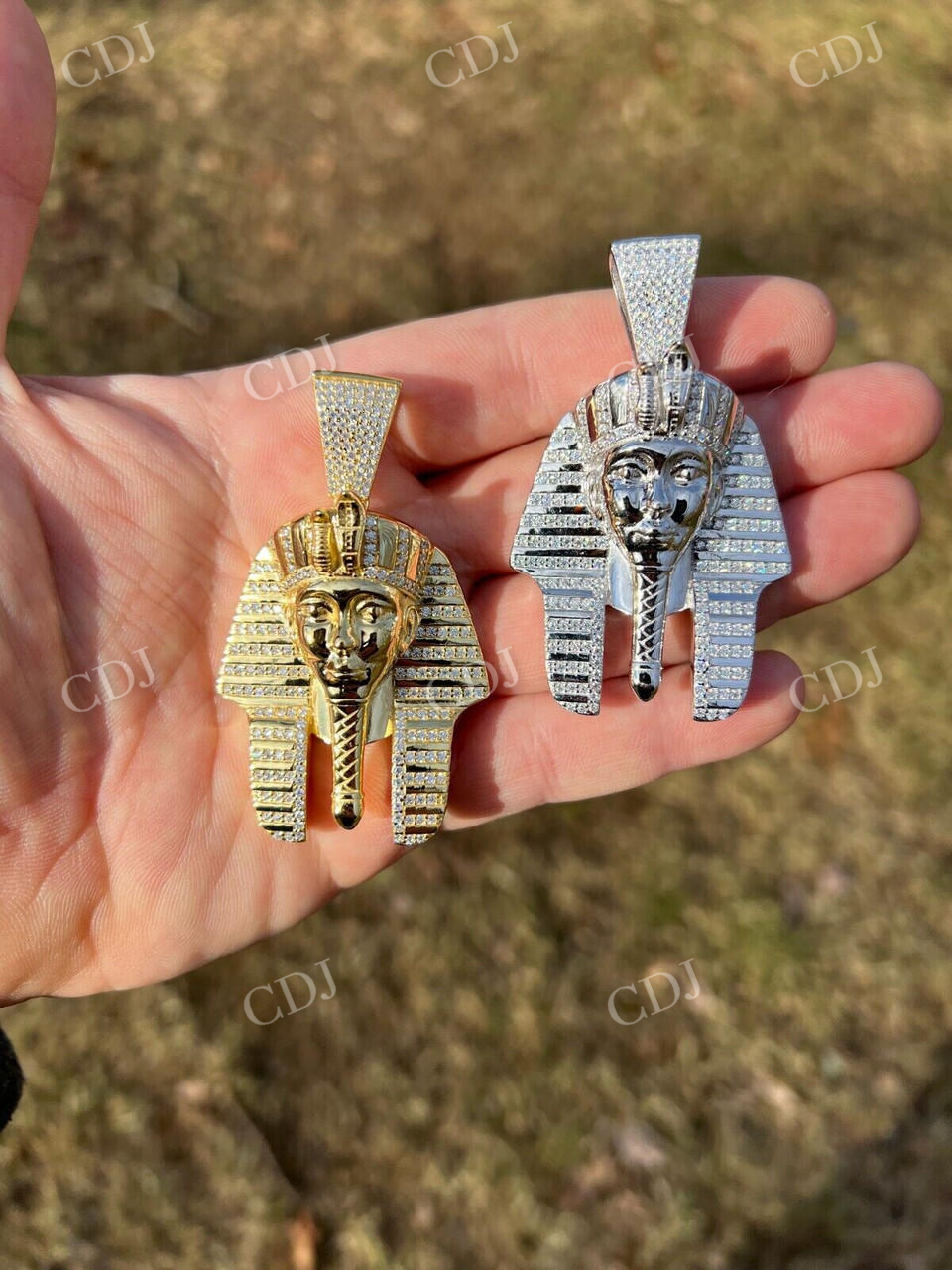 Iced King Tut Egyptian Pharaoh Hip Hop Pendant  customdiamjewel   