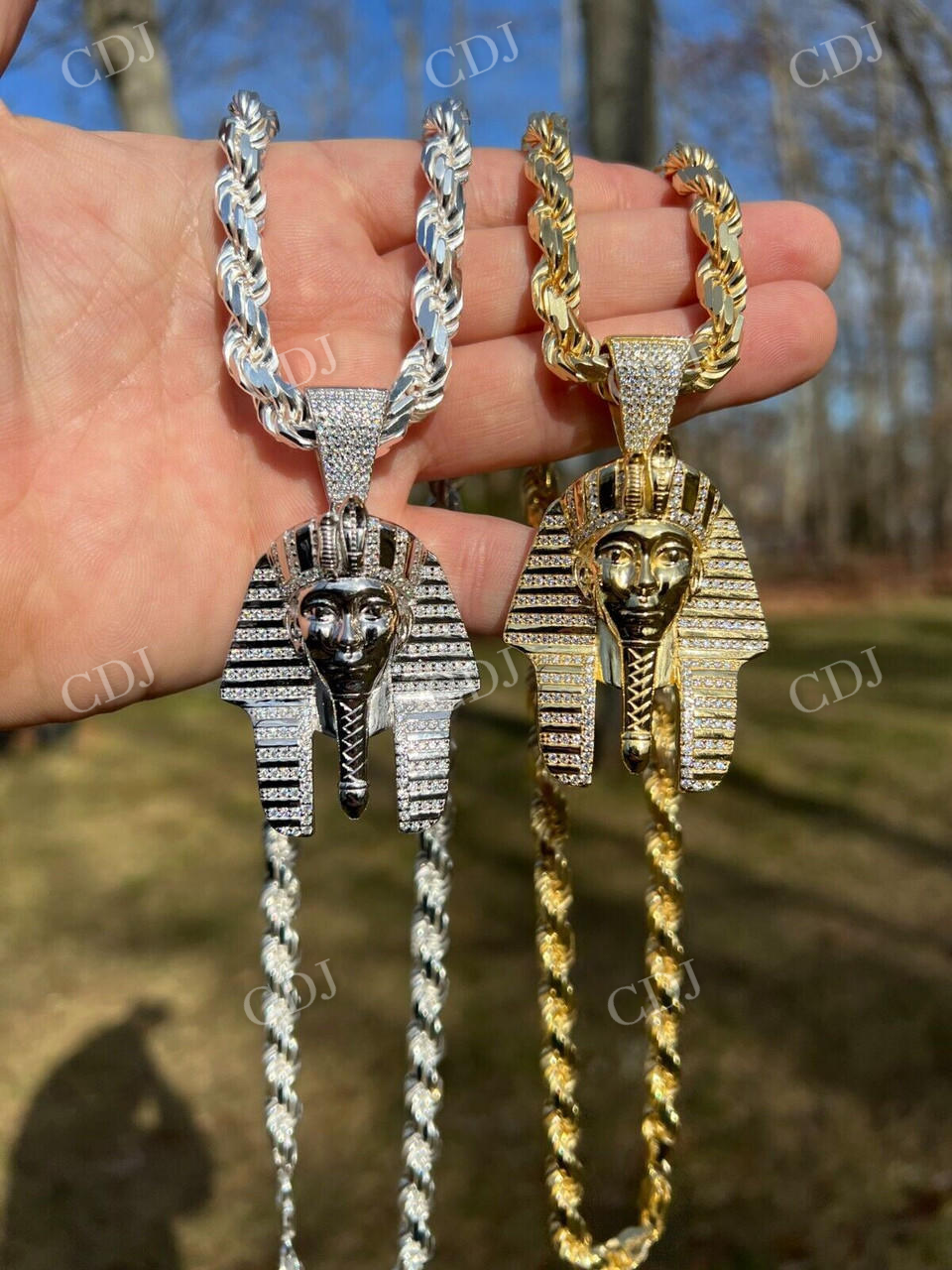 Iced King Tut Egyptian Pharaoh Hip Hop Pendant  customdiamjewel   