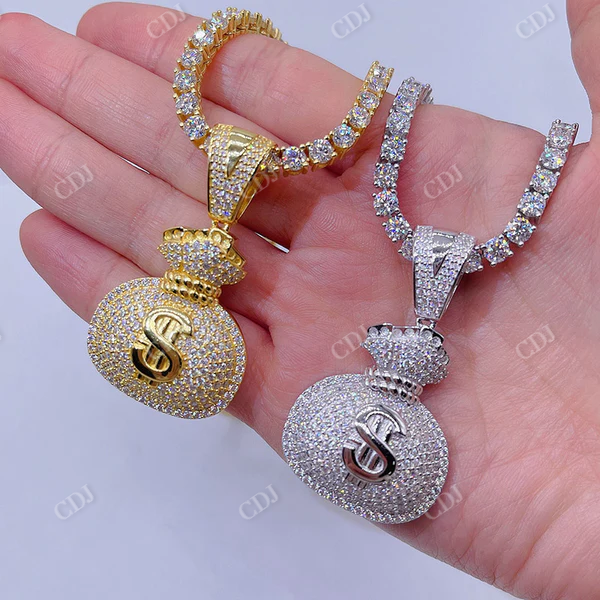 Hip Hop Diamond Iced Out Money Bag Pendant  customdiamjewel   