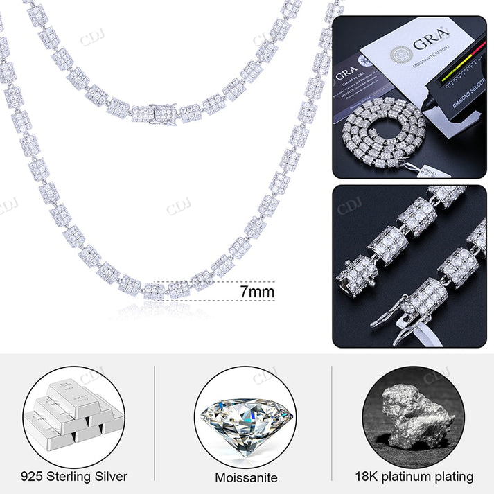 Sterling Silver 7mm Moissanite Roll Chain hip hop jewelry CustomDiamJewel