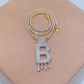 Diamond Initial Letter B with Crown Pendant  customdiamjewel   