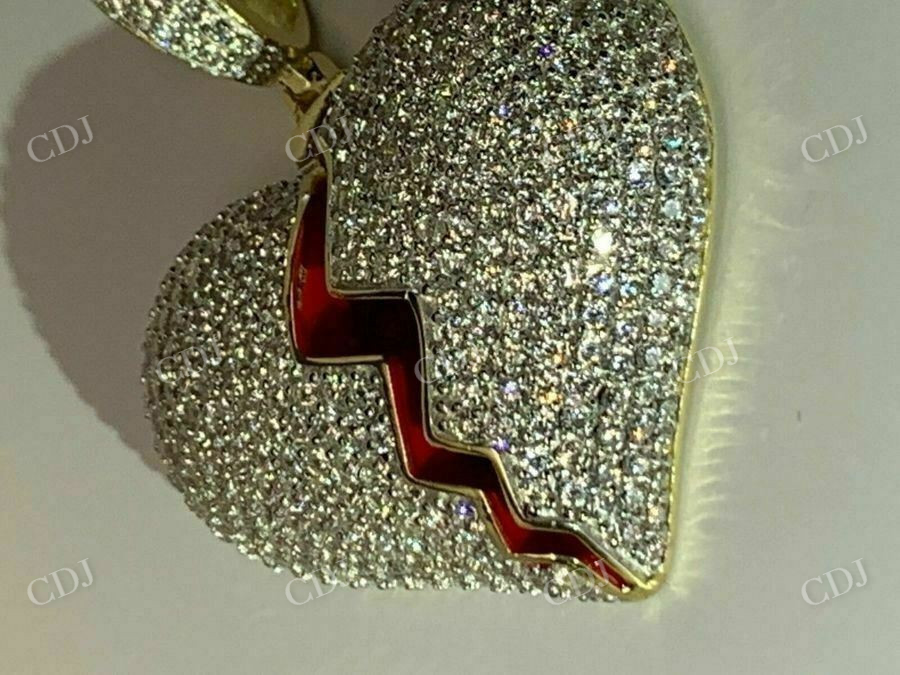 Broken Heart Diamond Hip Hop Iced Pendant  customdiamjewel   