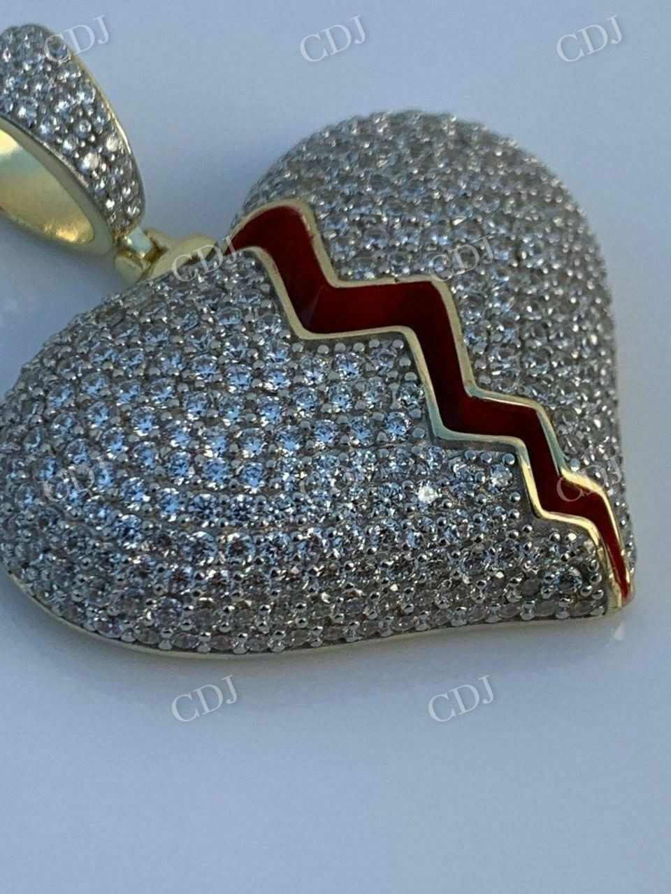 Broken Heart Diamond Hip Hop Iced Pendant  customdiamjewel   