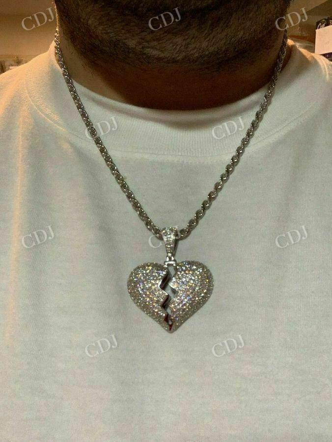 Broken Heart Diamond Hip Hop Iced Pendant  customdiamjewel   