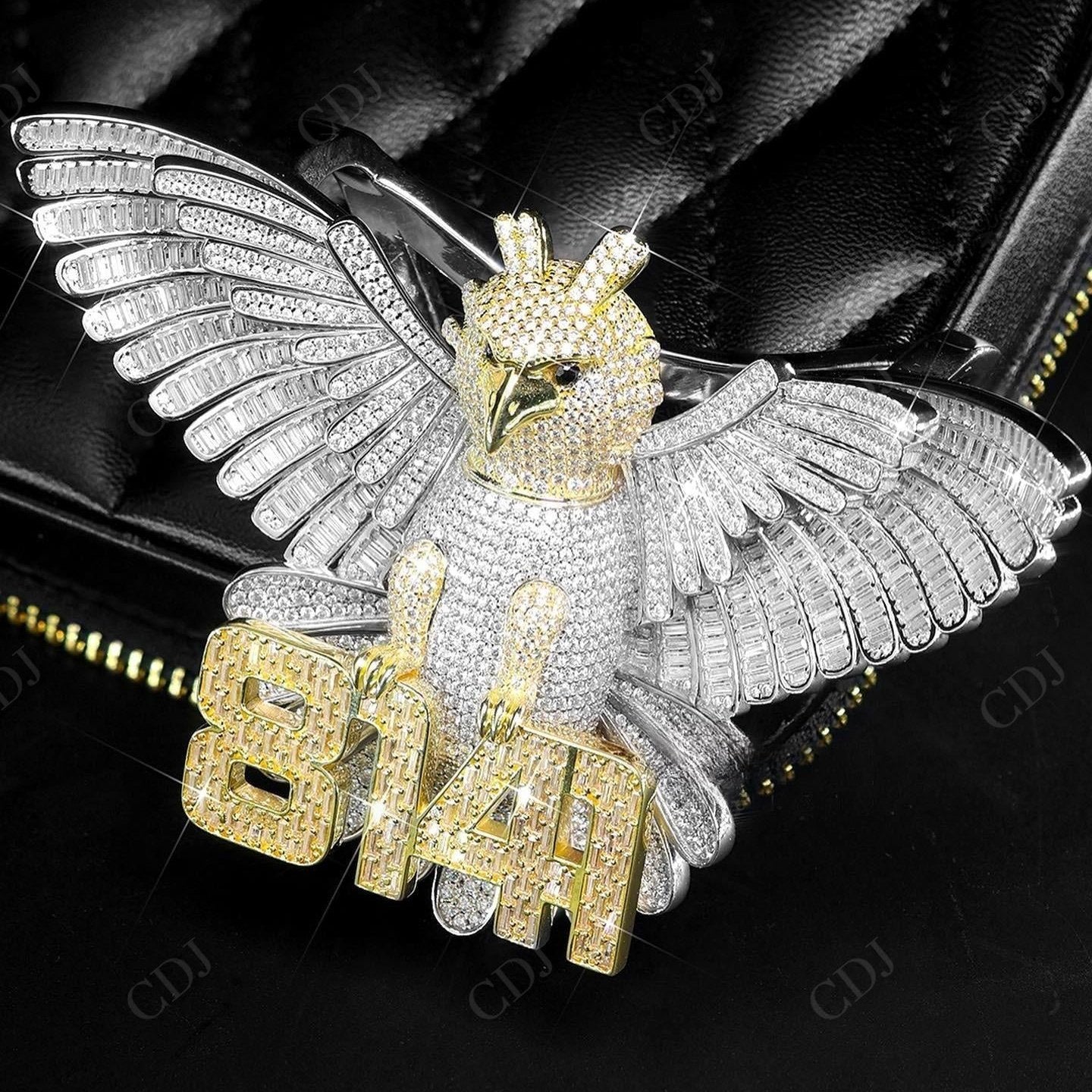 Baguette Custom Eagle Number Hip Hop VVS Silver Pendant hip hop jewelry CustomDiamJewel   