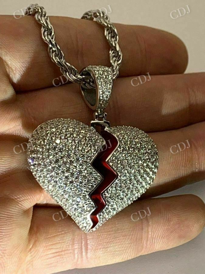 Broken Heart Diamond Hip Hop Iced Pendant  customdiamjewel   