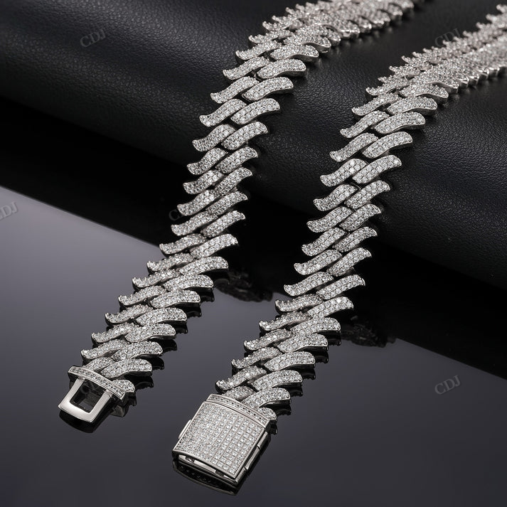 Stylish 18mm Moissanite Spiked Cuban Link Chain hip hop jewelry CustomDiamJewel