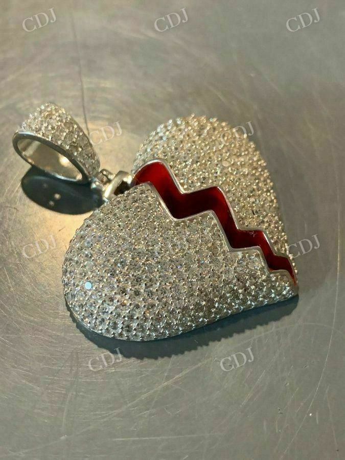 Broken Heart Diamond Hip Hop Iced Pendant  customdiamjewel   