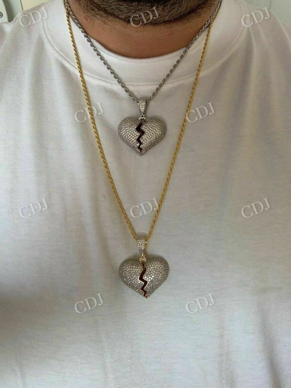 Broken Heart Diamond Hip Hop Iced Pendant  customdiamjewel   