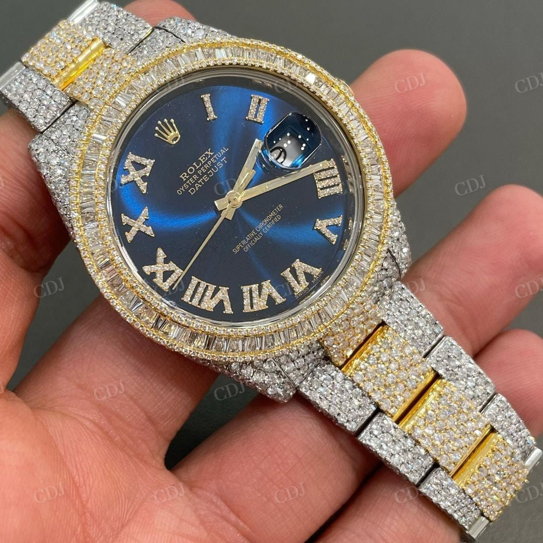 Blue Dial Rolex Diamond Luxury Watch  customdiamjewel   