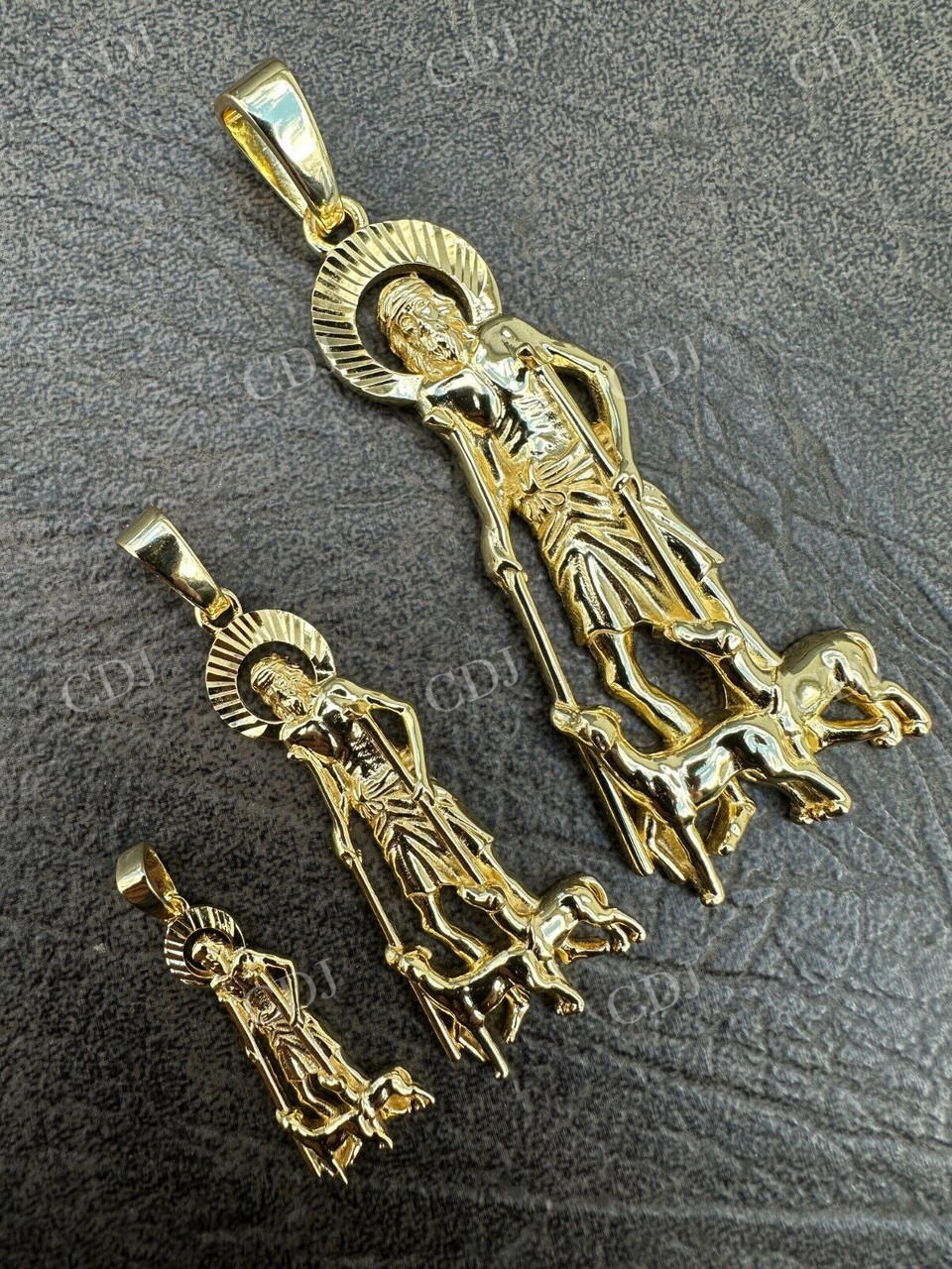 14k Gold Saint St Lazarus Mens Pendant  customdiamjewel   