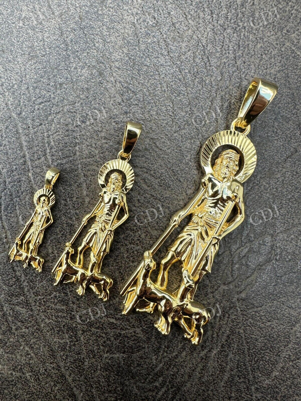 14k Gold Saint St Lazarus Mens Pendant  customdiamjewel   