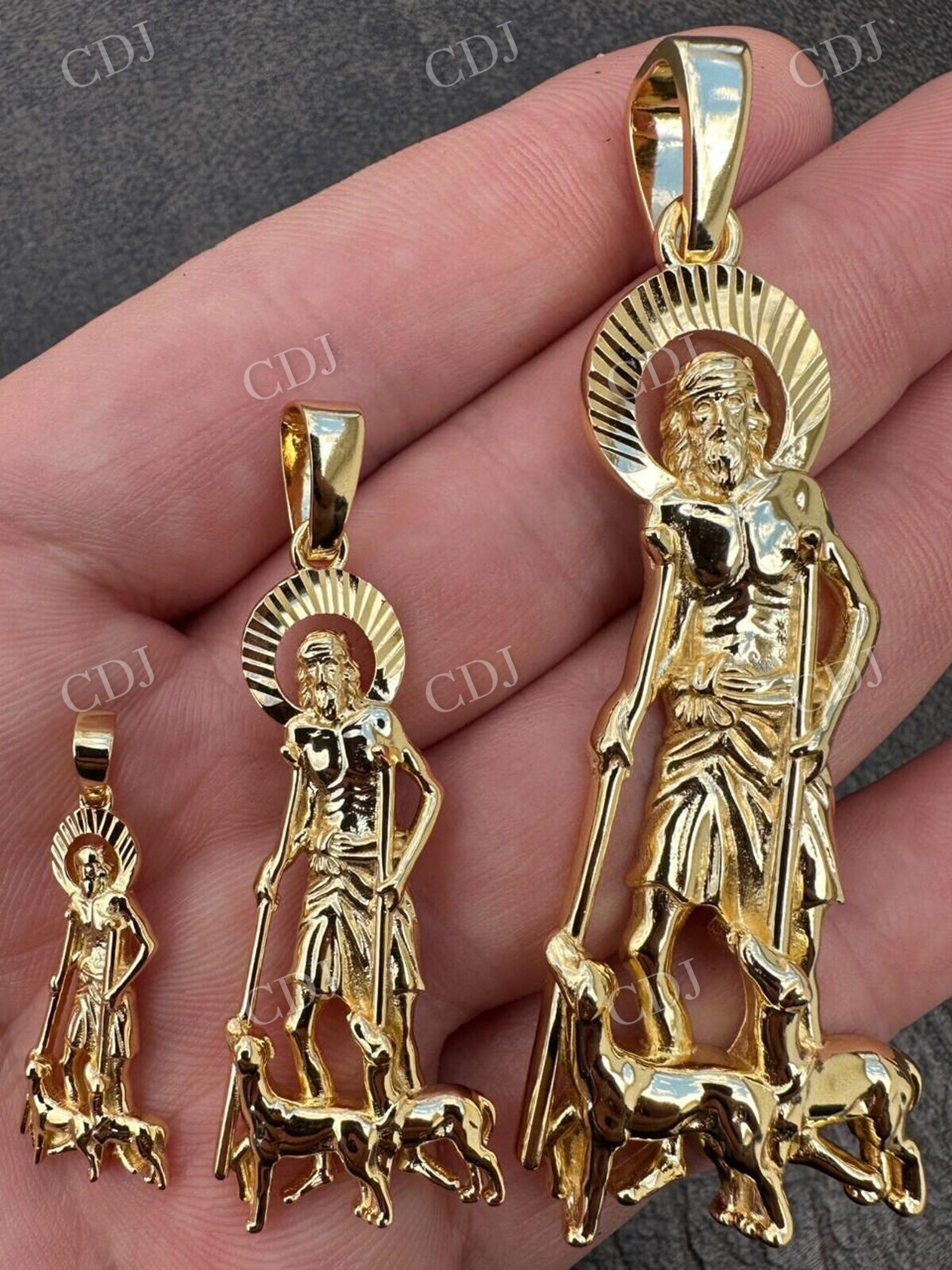 14k Gold Saint St Lazarus Mens Pendant  customdiamjewel   