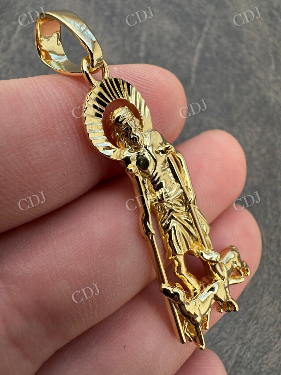 14k Gold Saint St Lazarus Mens Pendant  customdiamjewel   