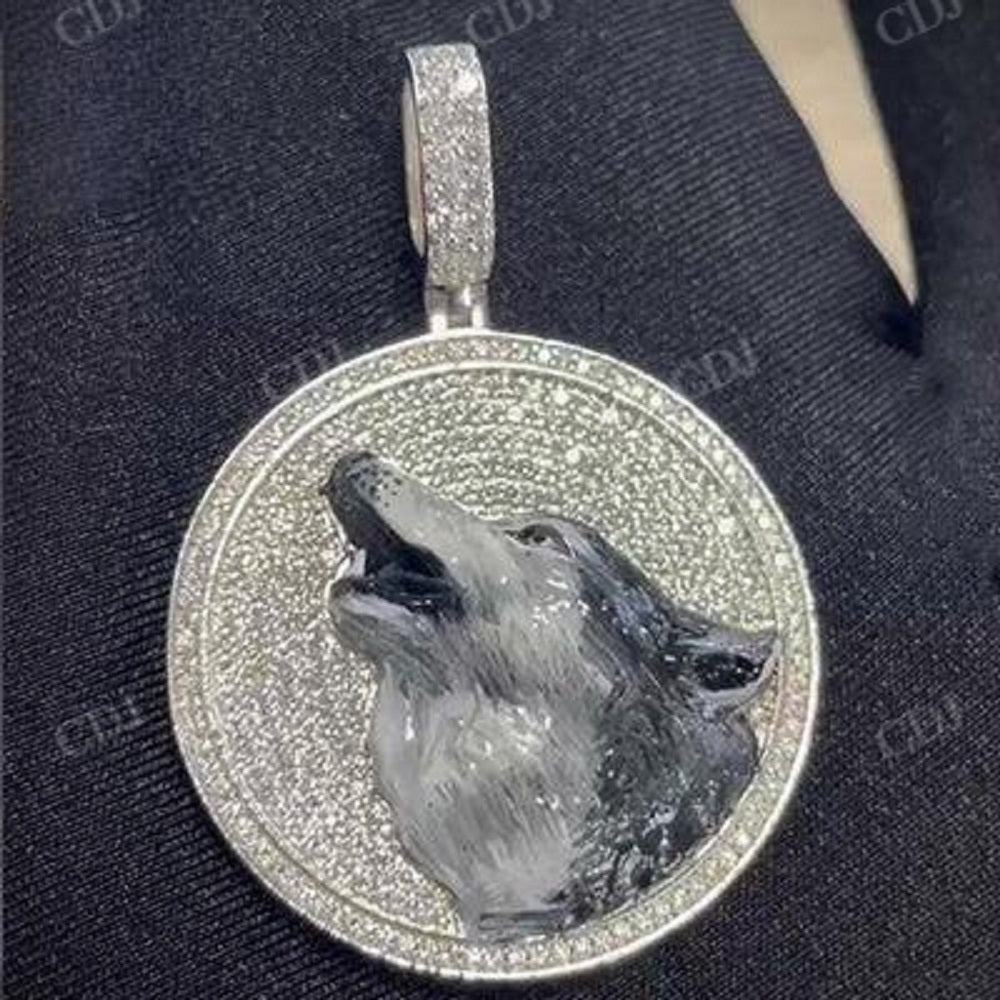 Hip Hop Moissanite Round Shape Dog Face Pendant  CustomDiamJewel   