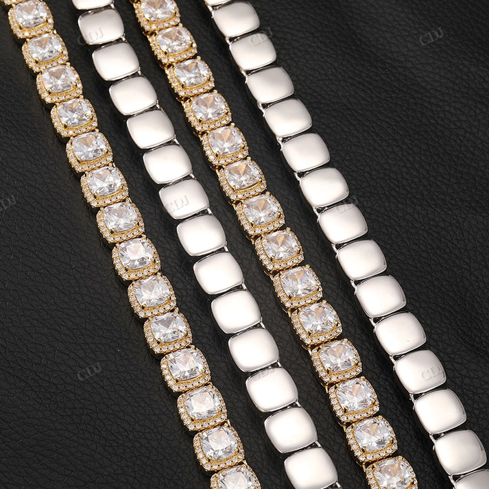 10mm Cushion VVS Diamond Cluster Tennis Chain hip hop jewelry CustomDiamJewel