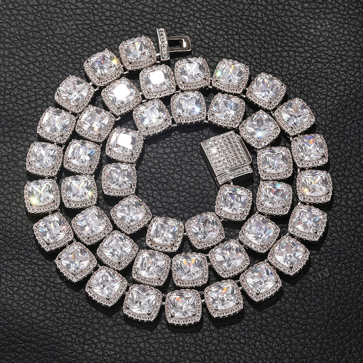 10mm Cushion VVS Diamond Cluster Tennis Chain hip hop jewelry CustomDiamJewel