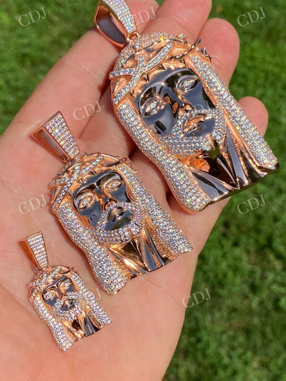 14k Rose Gold Jesus Piece Hip Hop Iced Men Pendant  customdiamjewel   