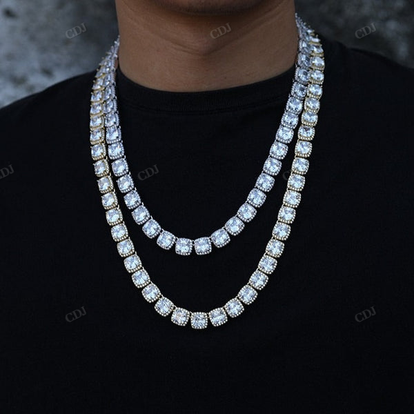 10mm Cushion VVS Diamond Cluster Tennis Chain hip hop jewelry CustomDiamJewel