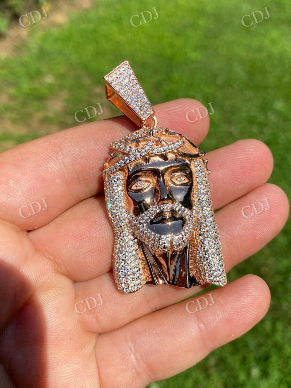 14k Rose Gold Jesus Piece Hip Hop Iced Men Pendant  customdiamjewel   