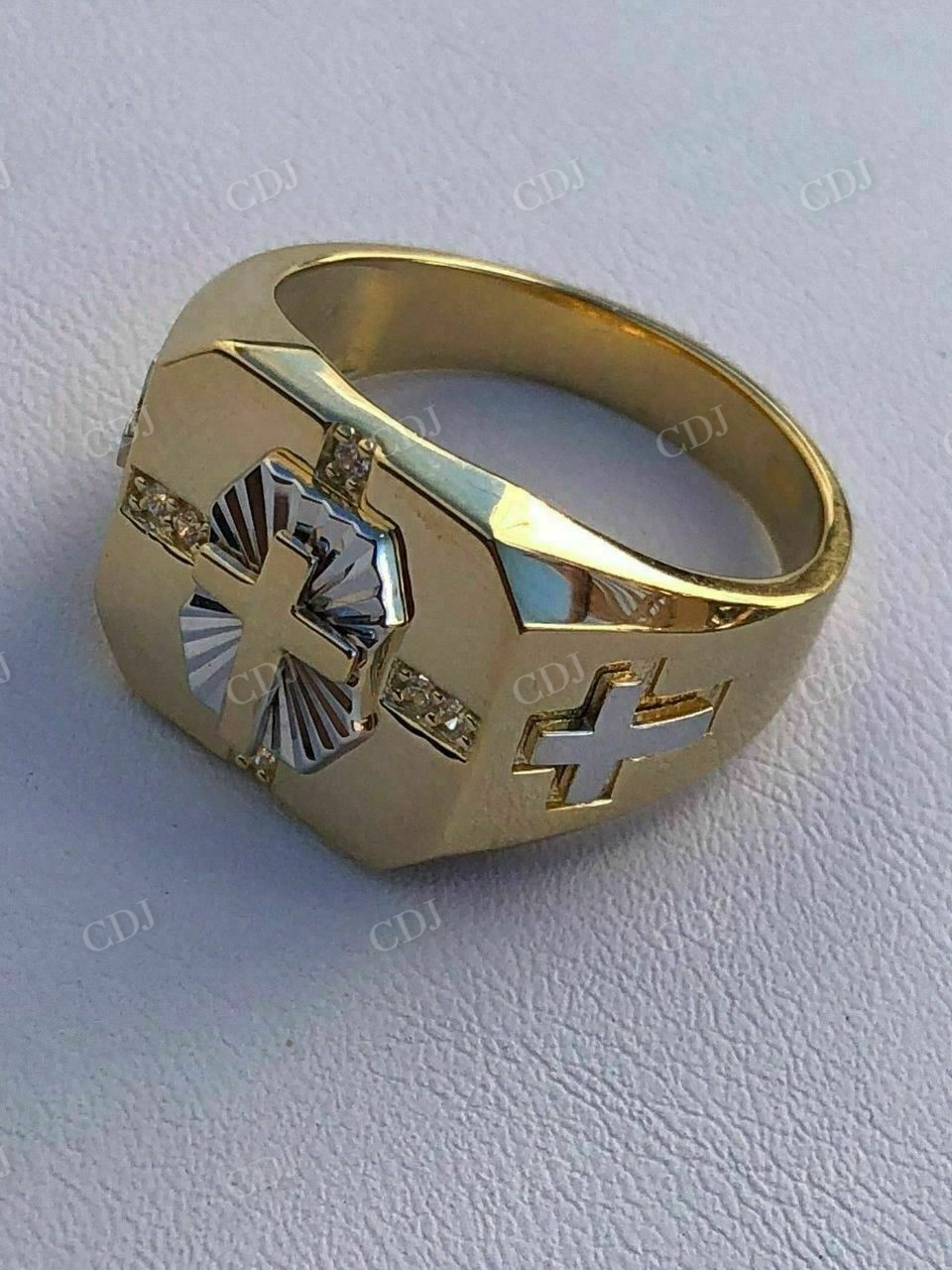 14k Solid Gold Cross Diamond Ring  customdiamjewel   