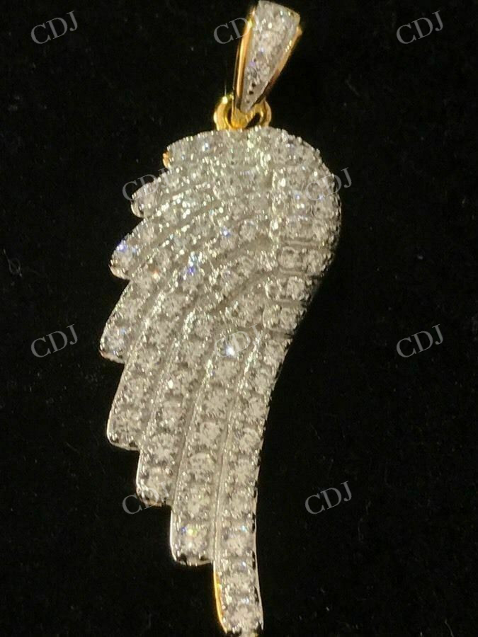 Round Diamond Angel Wing Gold Pendant  customdiamjewel   