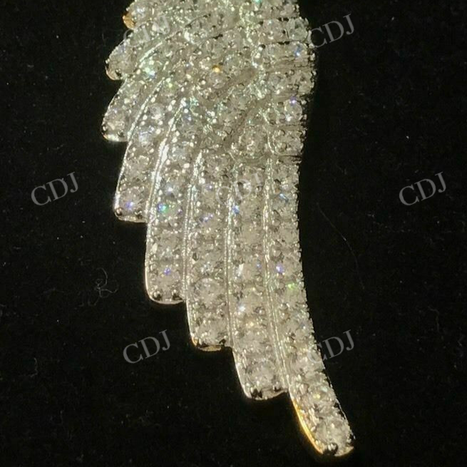 Round Diamond Angel Wing Gold Pendant  customdiamjewel   